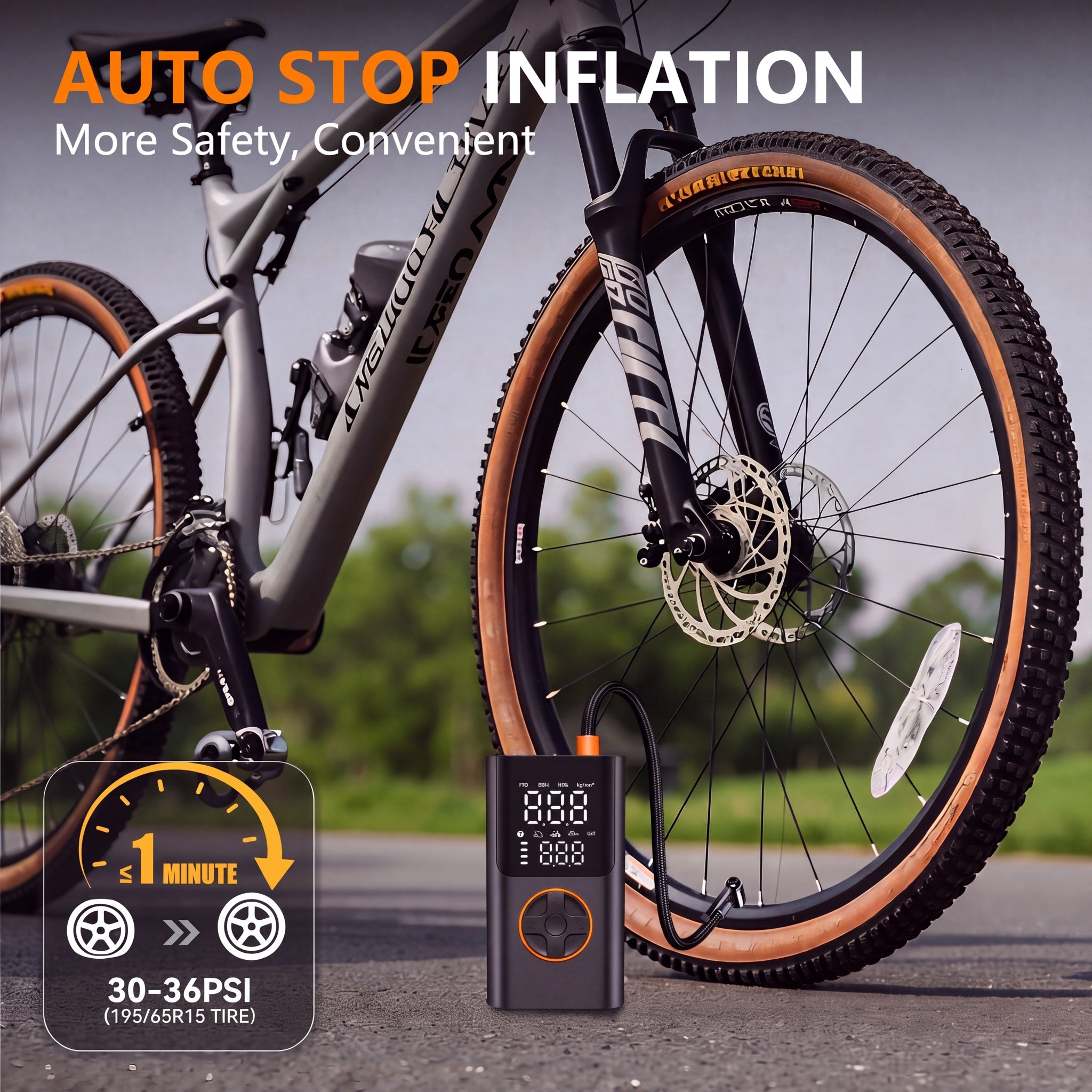 PSI-Lock auto shut off: the AirFlux stops by itself at your target pressure